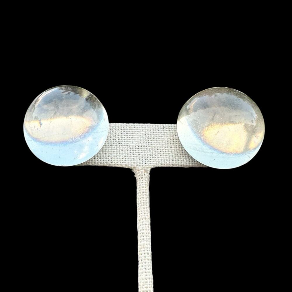 Lucite Clip-on Earrings Dome Clips Midcentury MCM Clear Vintage Space Age Bubble